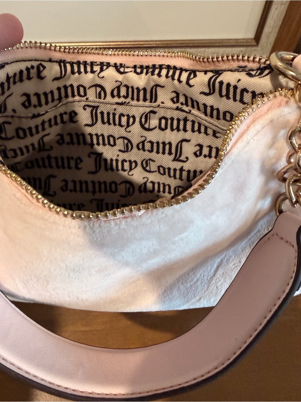 Authentic Vintage Juicy Couture Baby Pink Velour Handbag Pouch - Y2K Pink Tag - Picture 6 of 10